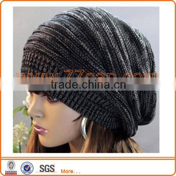 Fall and winter blue chunky wool knit slouchy hat