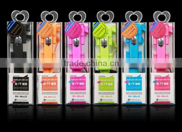 Promotional mini monopod , Cable Take Wired mini Selfie Stick , selfie monopod