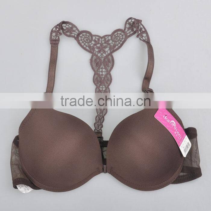 Hot Women Girls New Sexy Front Closure Lace Racer Back Push Up Bra Factory Wholesale