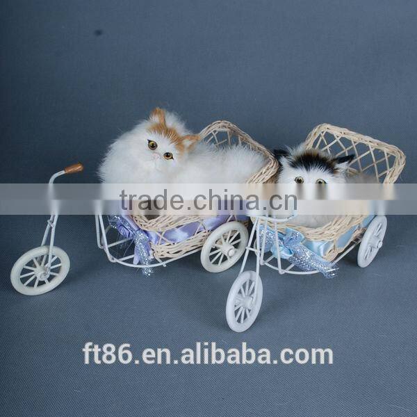 Driving a tricycle cat Plush Christmas decoration animal model Hunting bait