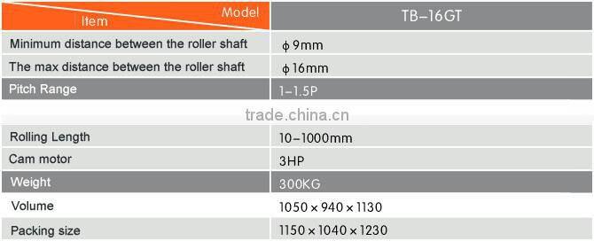 thread rolling machine thread roller with 10-1000mm thread rolling lengthTB-16GT