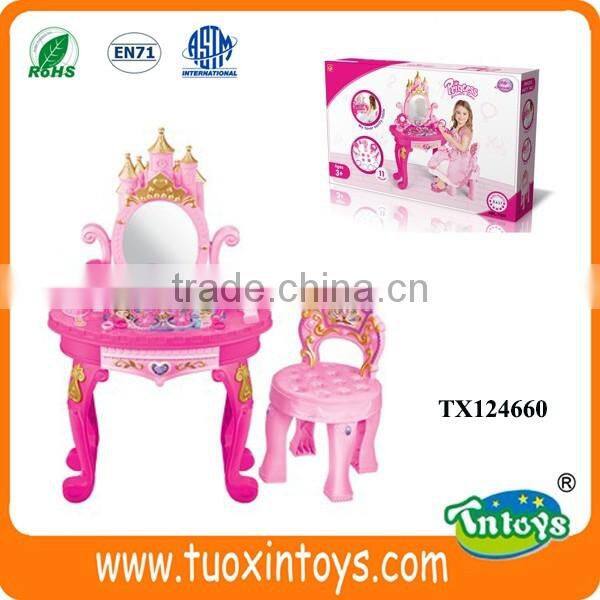 kids plastic model children dressing table with chair