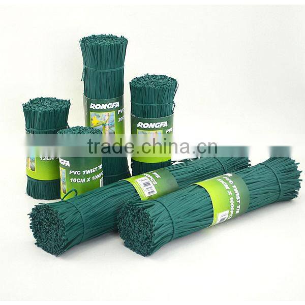15cm 20cm with 2.0mm and 2.6mm PVC Green Plastic Twist Tie