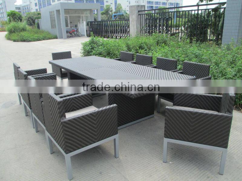 Luxury garden furniture wicker aluminum rattan dining table and chair(CF935)