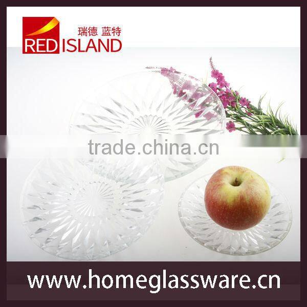 wholesale engraved crystal glass plate fruit plate
