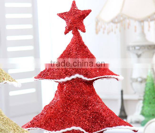 Indoor small glitter rope gift box decorated tabletop christmas tree
