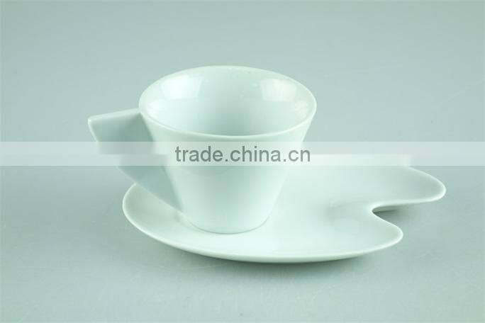 White stock cafe cup and saucer, mini coffee cup and saucers with spoon factory cheap price