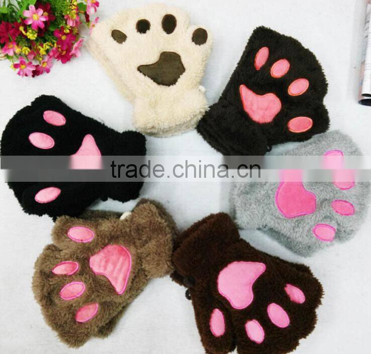 Lovely animal plush gloves stuffed animal paw glove