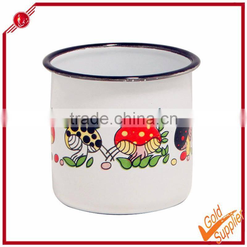 flower decal ceramic copy white enamel mug