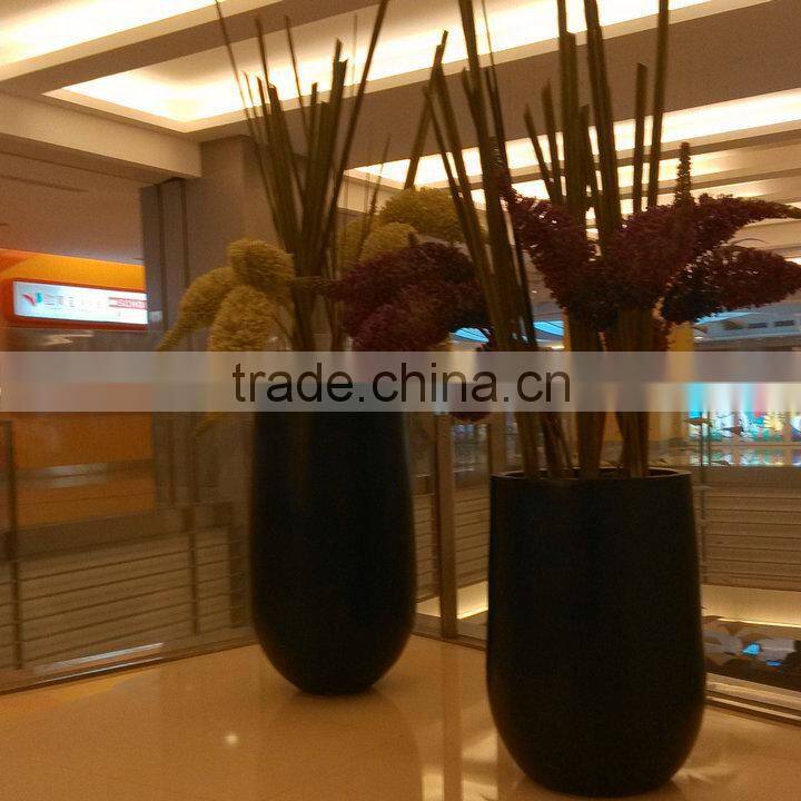 Modern black frp planter flowerpot