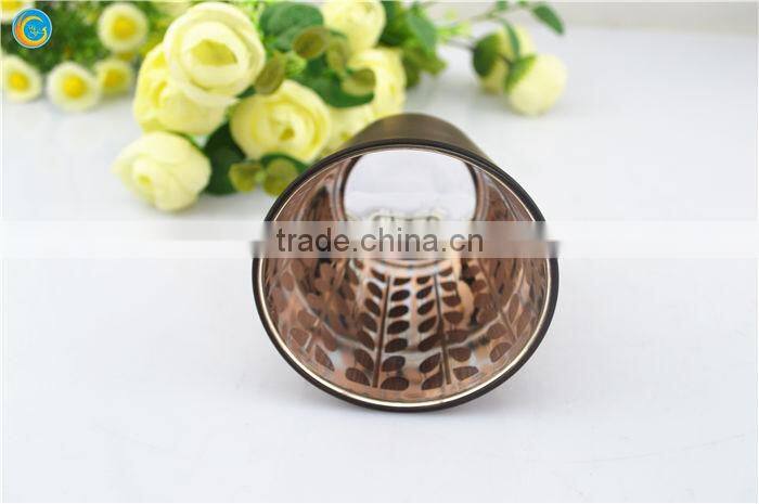 glass X'mas candle holder with Chriatmas tree made by gold powder