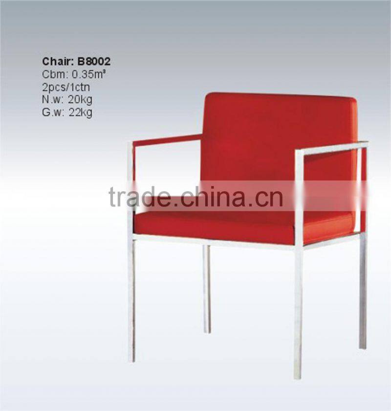 B8002 stainless steel legs pu leather covers dining room chair with arms