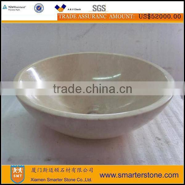 Dark emperador marble round basin,hair washing basin for garden