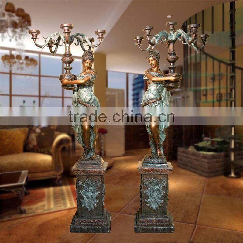 bronze foundry home decoration bronze lady sculpture lamps