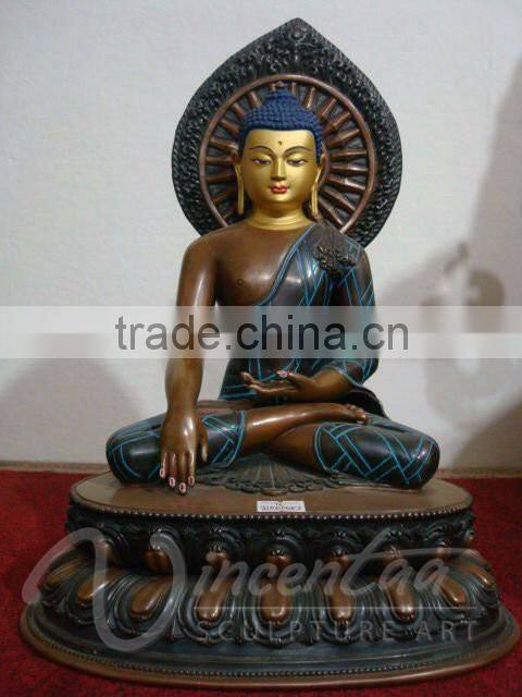 Indoor fengshui metal crafts bronze nepal handmade buddha statue for sale