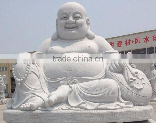 Chinese stone antique hand made carved marble laughing buddha garden statues