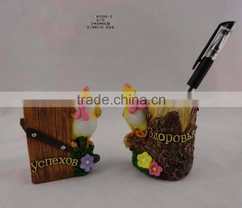 resin chick figurine pen container for new year symbol decor