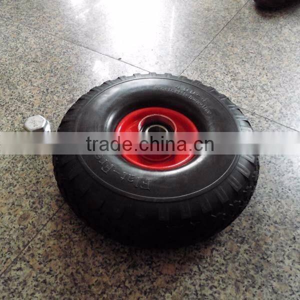flat free tire 4.00-4/pu wheel