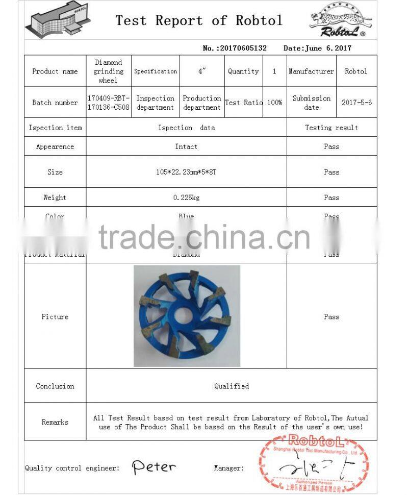 105mm L type segment diamond grinding wheel abrasive polishing disc for concrete granite marble double cup wheel