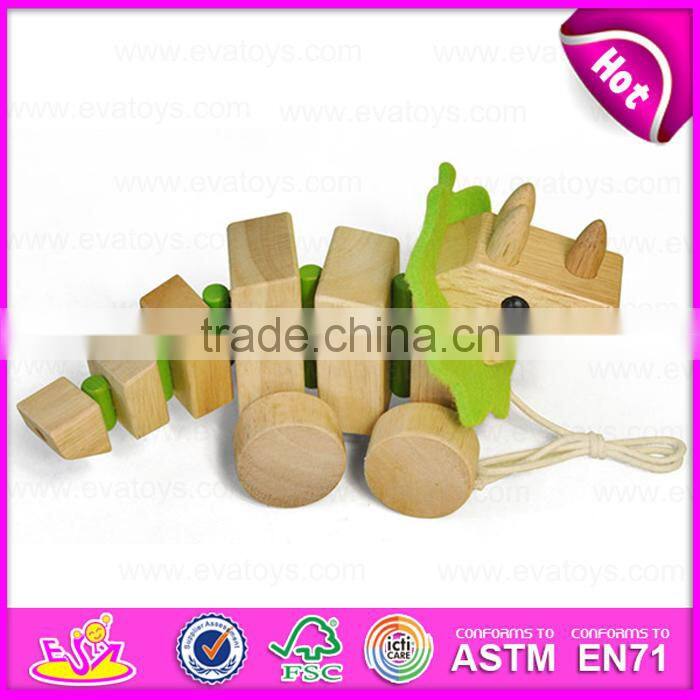 2015 Promotional toy Funny Kids Pull line dog toys,Wooden children pull string toy,High quality wooden pull animal toy W05B100