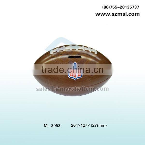 Rugby Football Shape Coin Bank/Piggy Bank/Penny Bank