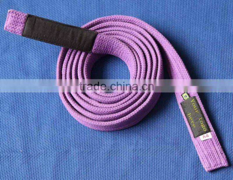 latest design custom made high quality pearl weave fabric hemp jiujitsu belt hemp bjj belt cotton belt