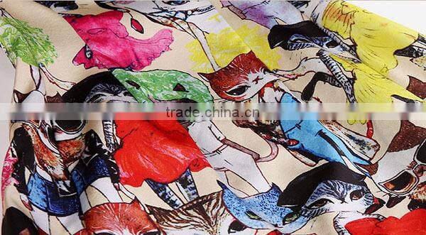 high-end fashion desig x-line cartoon printed square necked colourful girls party dresses