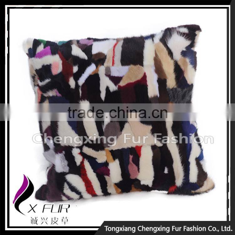 CX-D-81 Custom Made Real Mink Fur Patchwork Pillowcase ,Decorative Pillow Cover