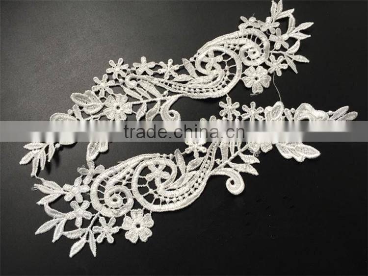 Wholesale exquisite bridal lace applique Embroidery Lace White Applique