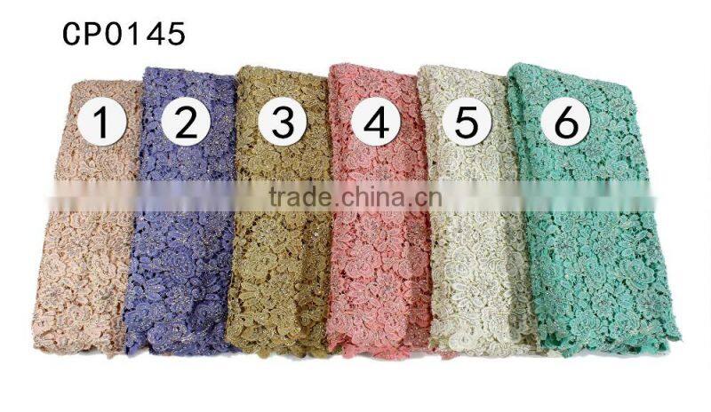 High quality lace fabric mesh embroidery guipure cord lace cupion CP0145 african cord lace for wedding dress