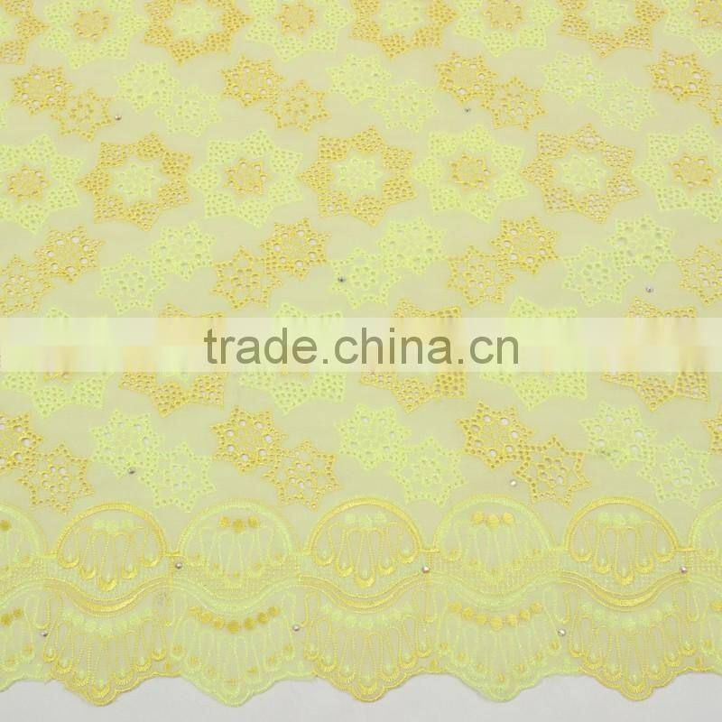 Bestwaytex Beautiful Yellow Embroidered Swiss Voile Lace in Switzerland SL0409-6