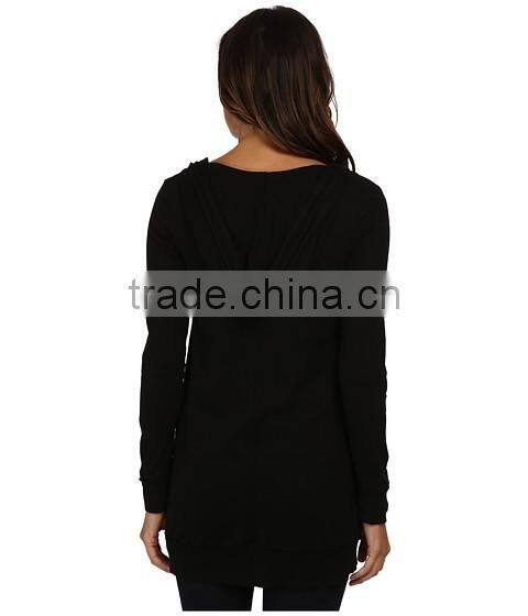 100 % cotton european style plain long sleeve classic jersey fabric pullover hoodie for women