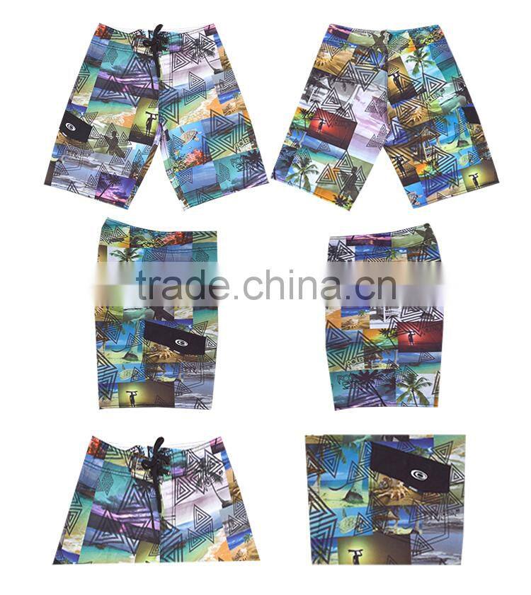 mens drawstring beach pants with crazy pattern