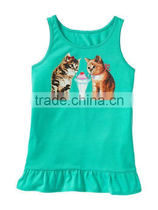 Heat transfer printed girls ruffled top