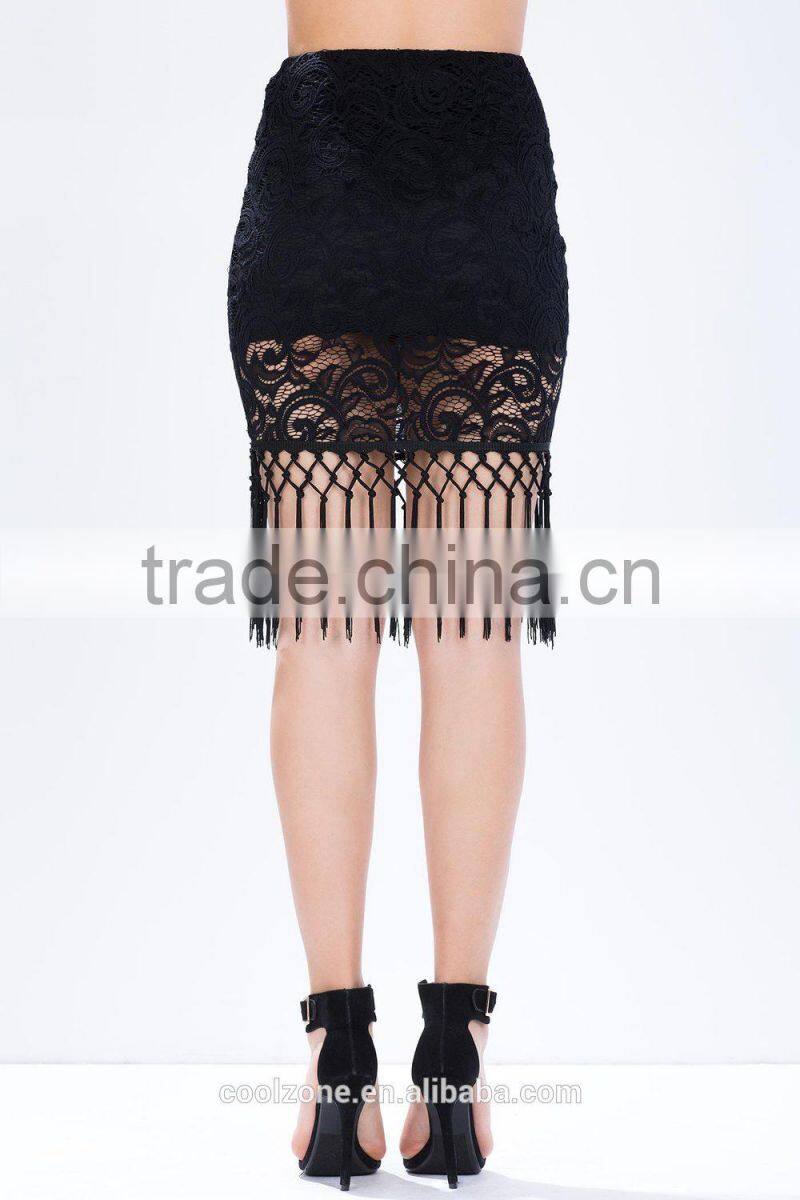 Hottest crochet party skirts women skirt design with falling fringe