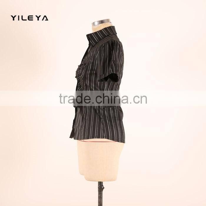 Mini fashionable office style women formal blouse designs with metal decoration