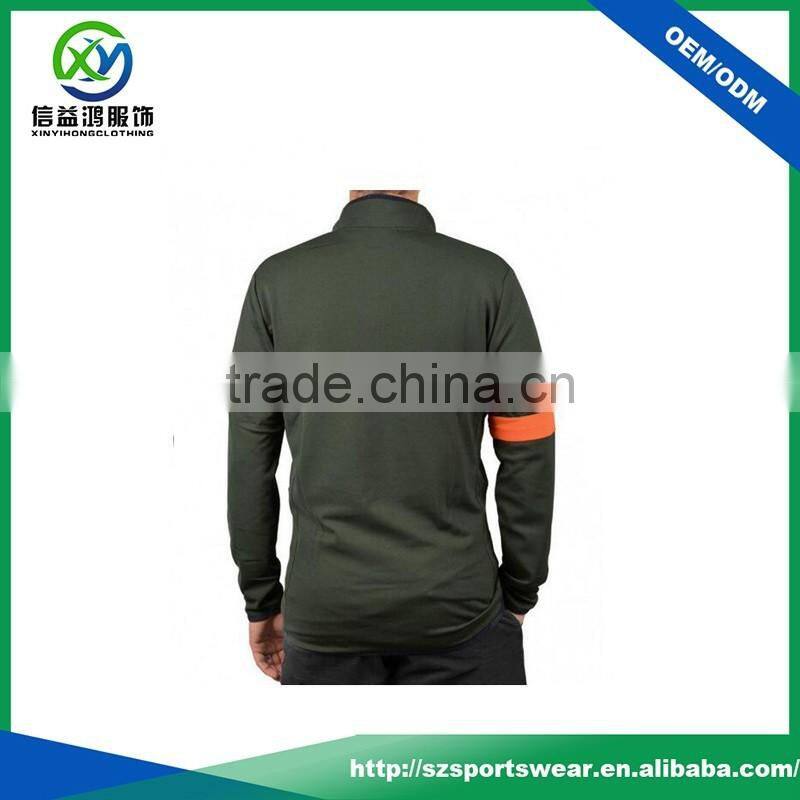 New Style Nylon pocket polyester spandex slim fit 1/4 zipper mens sweatshirts