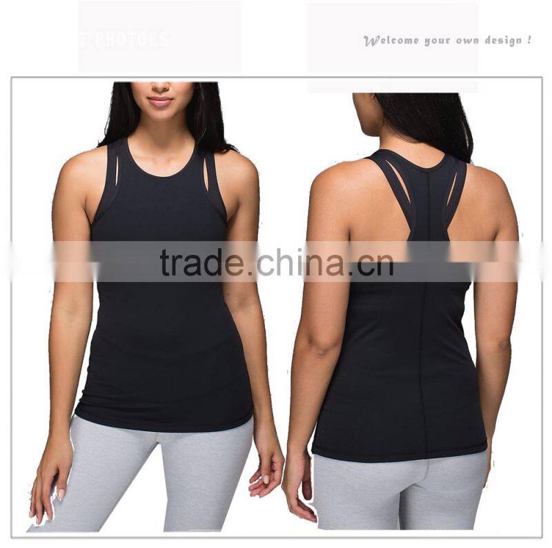 Wholesale gym yoga fitness womens sports black tank top