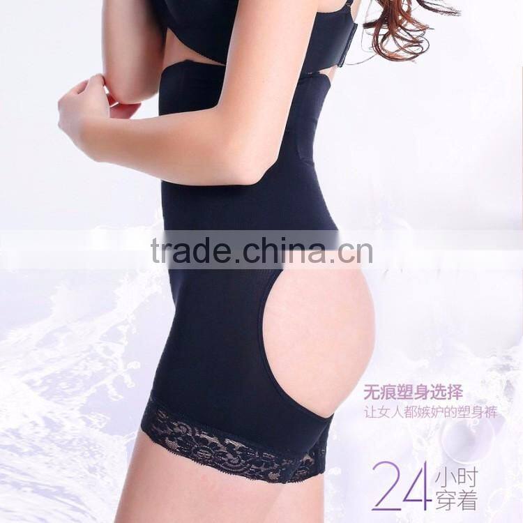 Hot Black High Waist Tight Trimmer Butt Lift Effect Shaper Open Sexy Panty