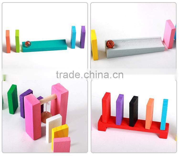 wholesale cheap 120pcs colored educational wooden dominos rally toy game set