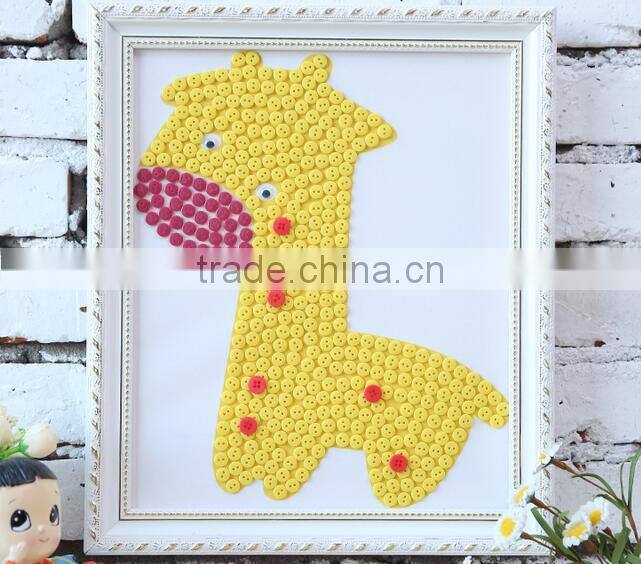 Children diy button picture handmade button stickers craft creative toys for kindergarten kids