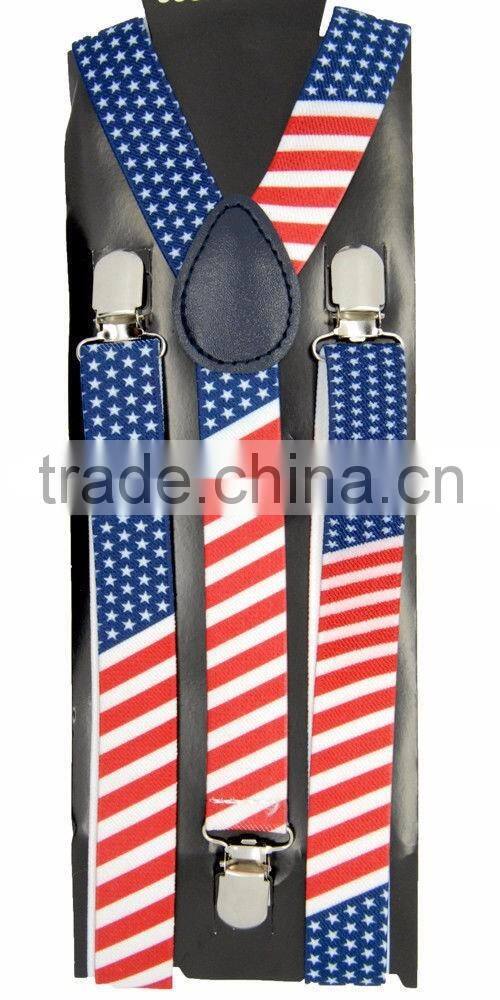 Men Women America USA Flag Braces Bowtie Set Adult Bow Tie & Suspender Set