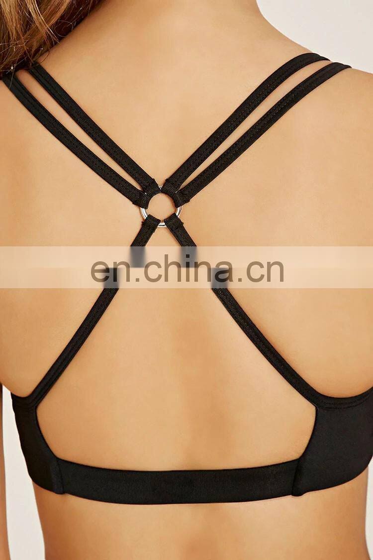 Polyester spandex yoga wear wholesale dry fit sports bra blue fitness gym bra