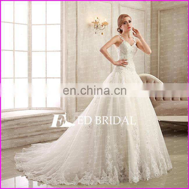 CE95 Attractive Girls Appliqued Lace Tulle Princess With Beading Dress for Civil Wedding