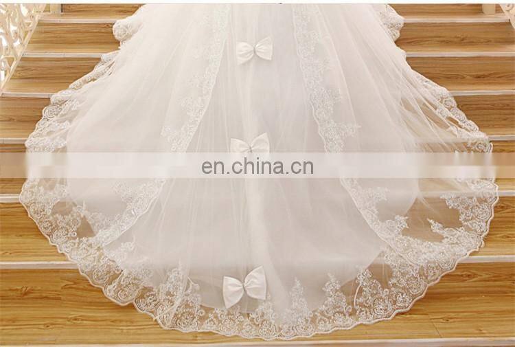 HS1623 2017 Lace Strapless Wedding Dress With Long Train Bridal Ball Gown