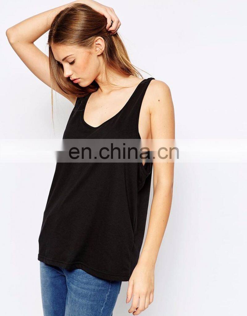 Lady drape details Loose tank top manufacturer in Guangzhou