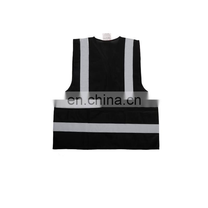 BSCI cheap black reflective safety vest with pockets for workwear