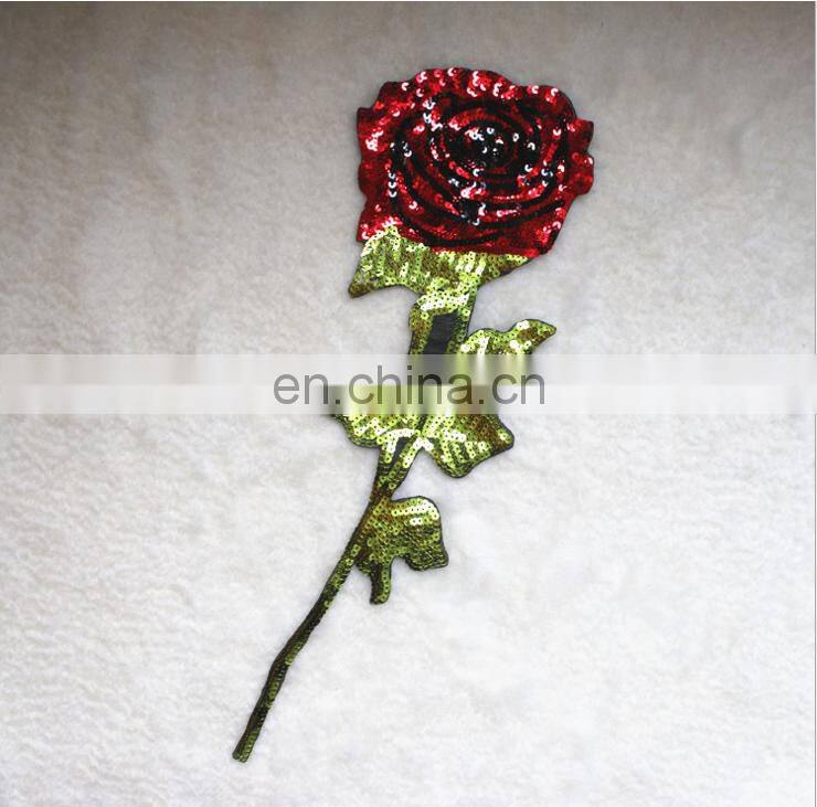 hot sale fahsion 3D rose sequin Patch with glue