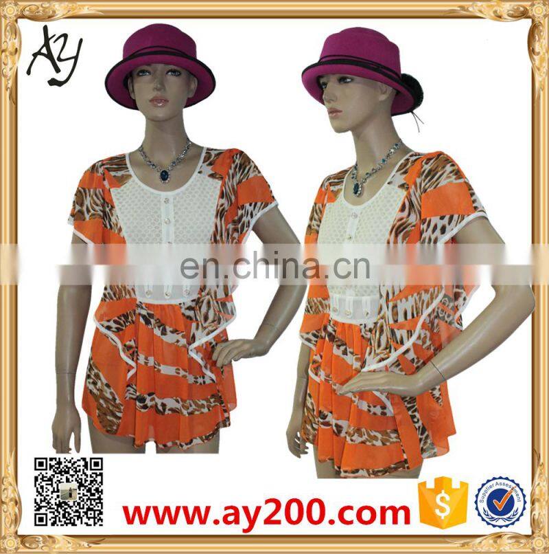 2016 Summer Ladies Chiffon Flowers printing dress casual dresses pictures for women