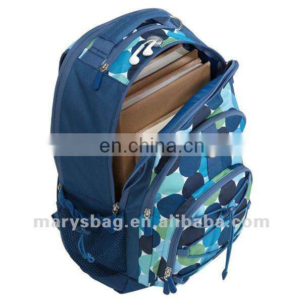 Blue Pop Dot Backpack with key ring clip